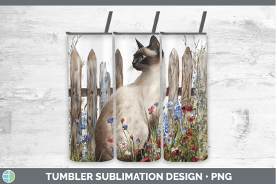 Siamese Tumbler Fence Cats Sublimation 20 oz Skinny Tumbler