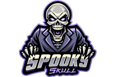Spooky skull esport mascot logo design