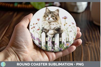 Siberian Round Coaster Fence Cats Sublimation Coaster Design