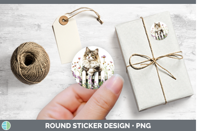 Fence Cats Siberian Stickers | Round Labels Designs