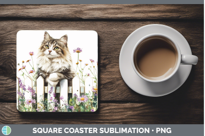 Siberian Square Coaster Fence Cats Sublimation Drink Mat Des