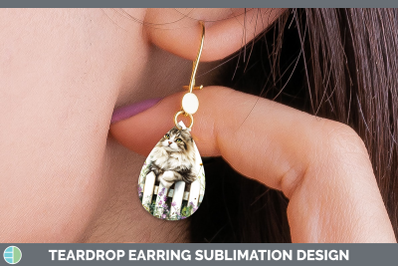 Siberian Teardrop Earrings Fence Cats Sublimation Earrings D