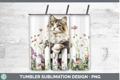 Siberian Tumbler Fence Cats Sublimation 20 oz Skinny Tumbler
