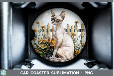 Sphynx Car Coaster Fence Cats Sublimation Drink Mat Designs