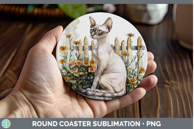 Sphynx Round Coaster Fence Cats Sublimation Coaster Designs