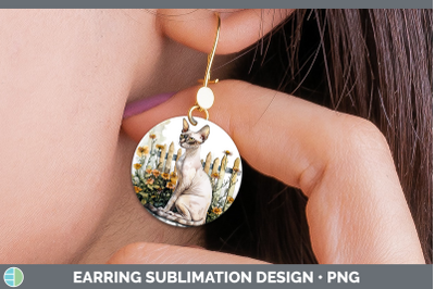 Sphynx Round Earrings Fence Cats Sublimation Earrings Design