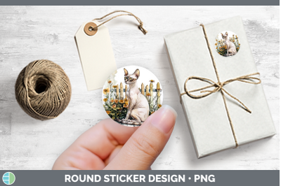 Fence Cats Sphynx Stickers | Round Labels Designs