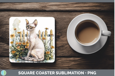 Sphynx Square Coaster Fence Cats Sublimation Drink Mat Desig