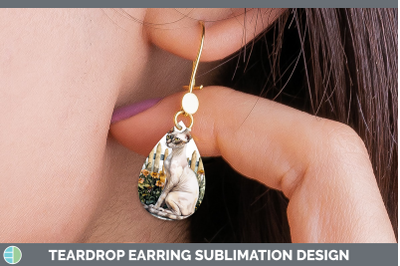 Sphynx Teardrop Earrings Fence Cats Sublimation Earrings Des