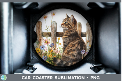 Tabby Car Coaster Fence Cats Sublimation Drink Mat Designs