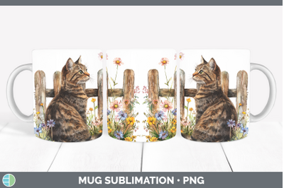 Tabby Mug Wrap Fence Cats Sublimation Coffee Cup Designs