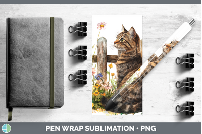 Tabby Pen Wrap Fence Cats Sublimation Pen Designs