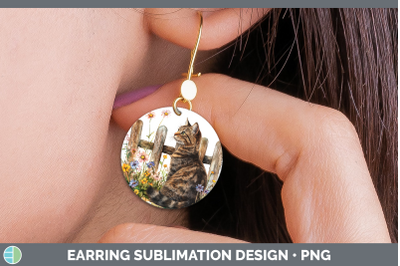 Tabby Round Earrings Fence Cats Sublimation Earrings Designs