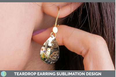 Tabby Teardrop Earrings Fence Cats Sublimation Earrings Desi