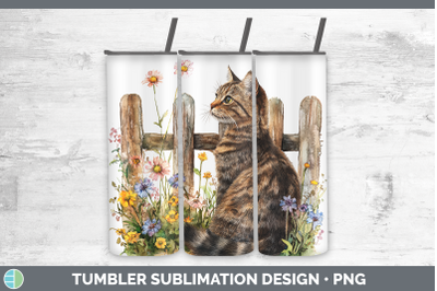 Tabby Tumbler Fence Cats Sublimation 20 oz Skinny Tumbler De