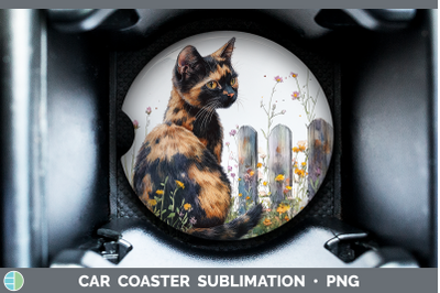 Tortoiseshell Car Coaster Fence Cats Sublimation Drink Mat D