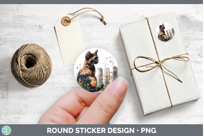 Fence Cats Tortoiseshell Stickers | Round Labels Designs