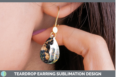 Tortoiseshell Teardrop Earrings Fence Cats Sublimation Earri