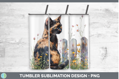 Tortoiseshell Tumbler Fence Cats Sublimation 20 oz Skinny Tu