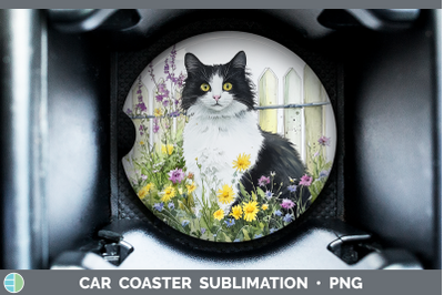 Tuxedo Car Coaster Fence Cats Sublimation Drink Mat Designs