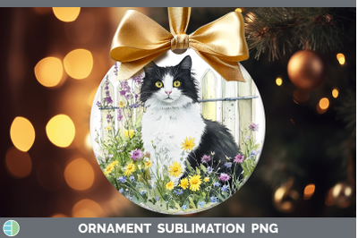 Tuxedo Ornament Fence Cats Sublimation Bauble Designs
