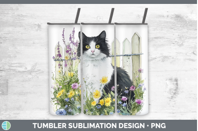 Tuxedo Tumbler Fence Cats Sublimation 20 oz Skinny Tumbler D