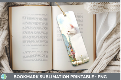 White Bookmark Fence Cats Sublimation Printable Designs
