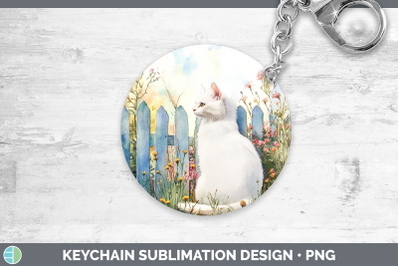 White Keychain Fence Cats Sublimation Keyring Designs