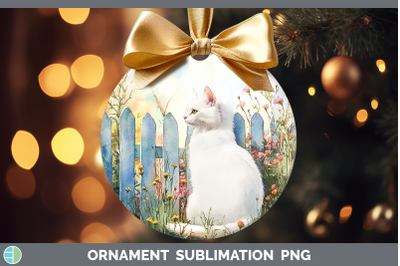 White Ornament Fence Cats Sublimation Bauble Designs