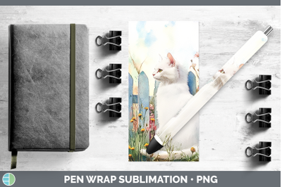 White Pen Wrap Fence Cats Sublimation Pen Designs
