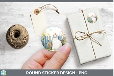 Fence Cats White Stickers | Round Labels Designs