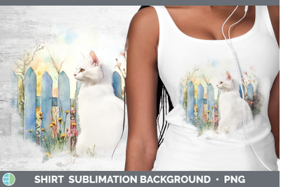 White Shirt Fence Cats Sublimation Background Designs