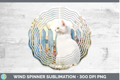 White Wind Spinner Fence Cats Sublimation Spinner Designs