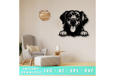 Peeking Golden Retriever Laser SVG, Dog Paw Print, Pet Lover Laser Cut
