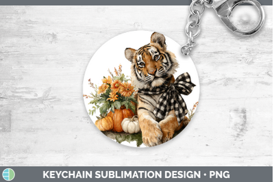 Tiger Keychain Animals Autumn Pumpkin Sublimation Keyring De