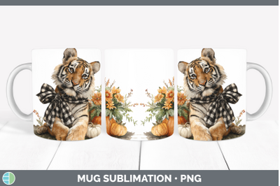 Tiger Mug Wrap Animals Autumn Pumpkin Sublimation Coffee Cup