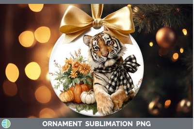 Tiger Ornament Animals Autumn Pumpkin Sublimation Bauble Des