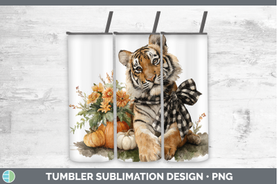 Tiger Tumbler Animals Autumn Pumpkin Sublimation 20 oz Skinn