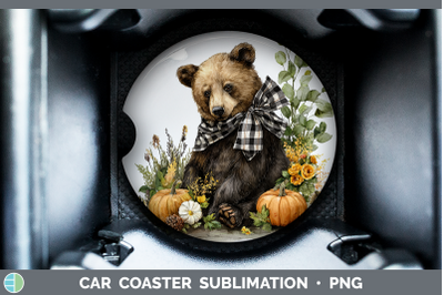 Bear Car Coaster Animals Autumn Pumpkin Sublimation Drink Ma