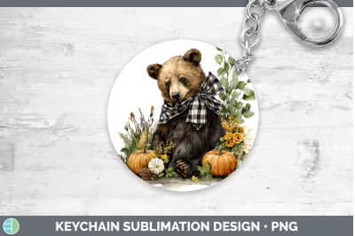 Bear Keychain Animals Autumn Pumpkin Sublimation Keyring Des