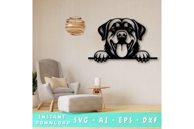 Peeking Rottweiler Laser SVG, Dog Paw Print, Pet Lover Cut File