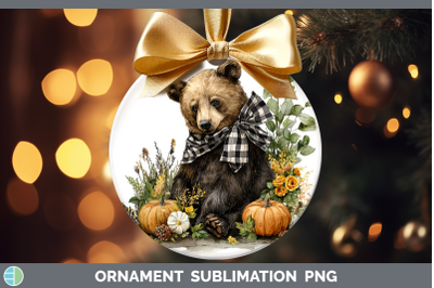 Bear Ornament Animals Autumn Pumpkin Sublimation Bauble Desi