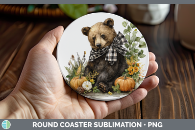 Bear Round Coaster Animals Autumn Pumpkin Sublimation Coaste
