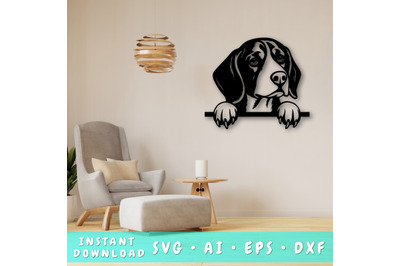 Peeking Beagle SVG, Dog Laser Cut Design, Pet Lover Gift, Animal Art