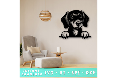 Peeking Dachshund Laser SVG, Cute Dog Laser Cut, Pet Lover Design