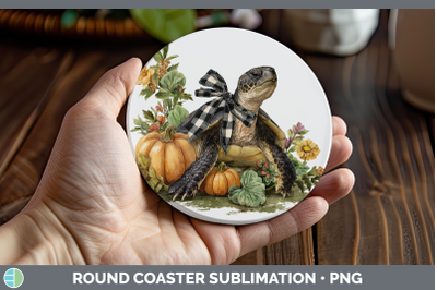 Sea Turtle Round Coaster Animals Autumn Pumpkin Sublimation
