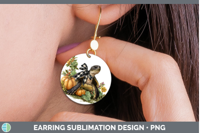 Sea Turtle Round Earrings Animals Autumn Pumpkin Sublimation