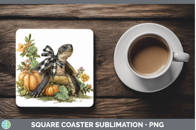 Sea Turtle Square Coaster Animals Autumn Pumpkin Sublimation
