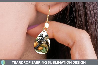 Sea Turtle Teardrop Earrings Animals Autumn Pumpkin Sublimat