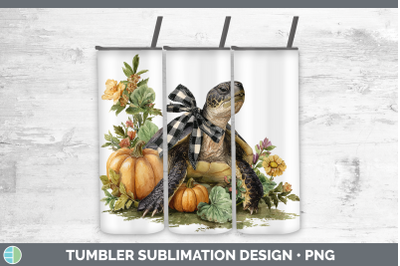 Sea Turtle Tumbler Animals Autumn Pumpkin Sublimation 20 oz